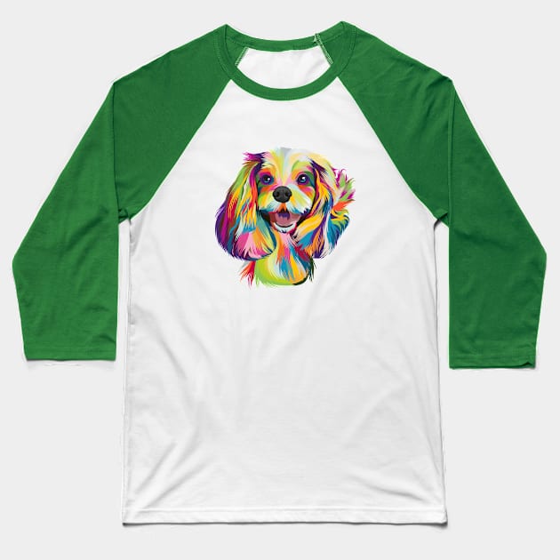 Pop Art Cavalier King Charles Spaniel Baseball T-Shirt by Cavalier Gifts